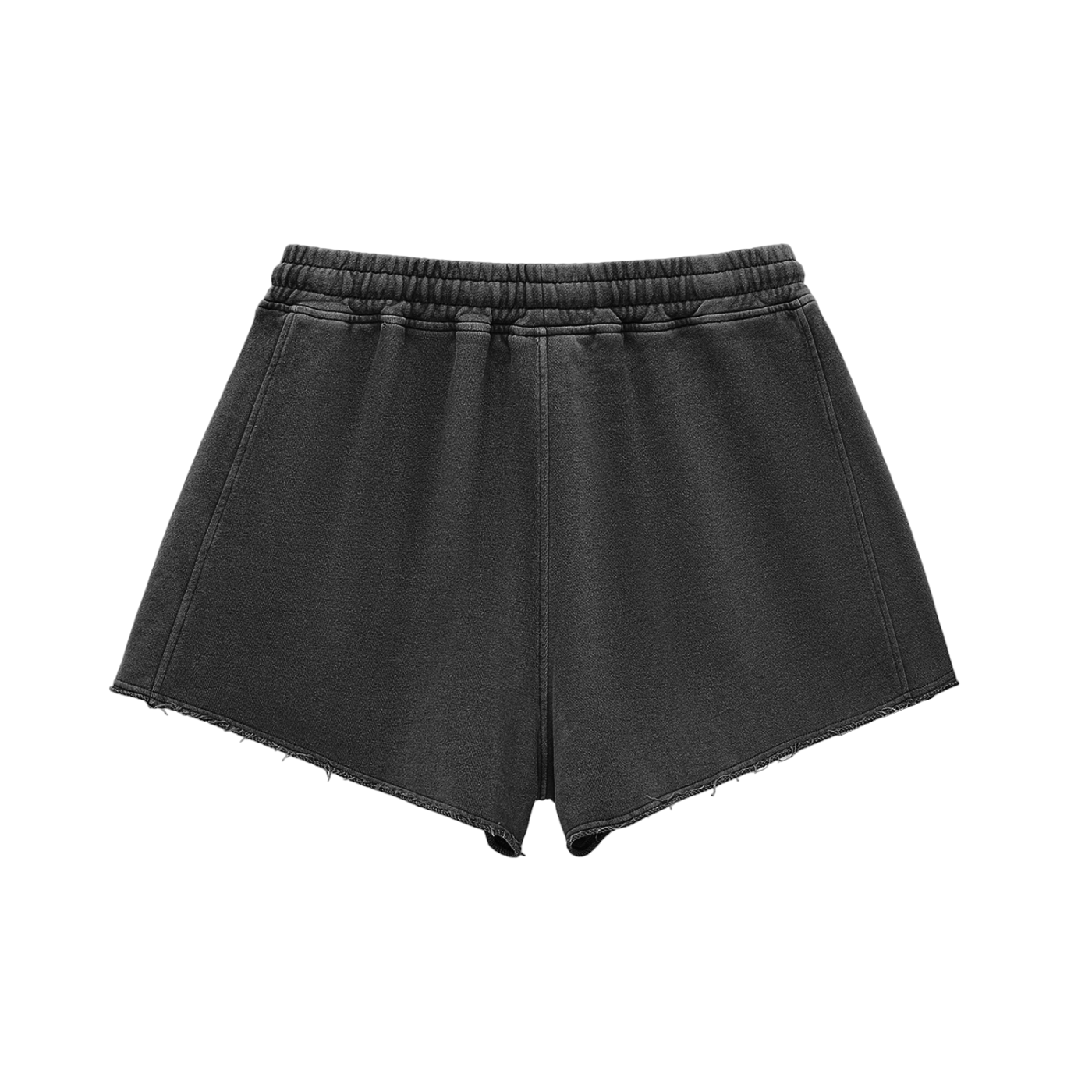Signature Branded Snow Washed Raw Edge Drawstring Shorts