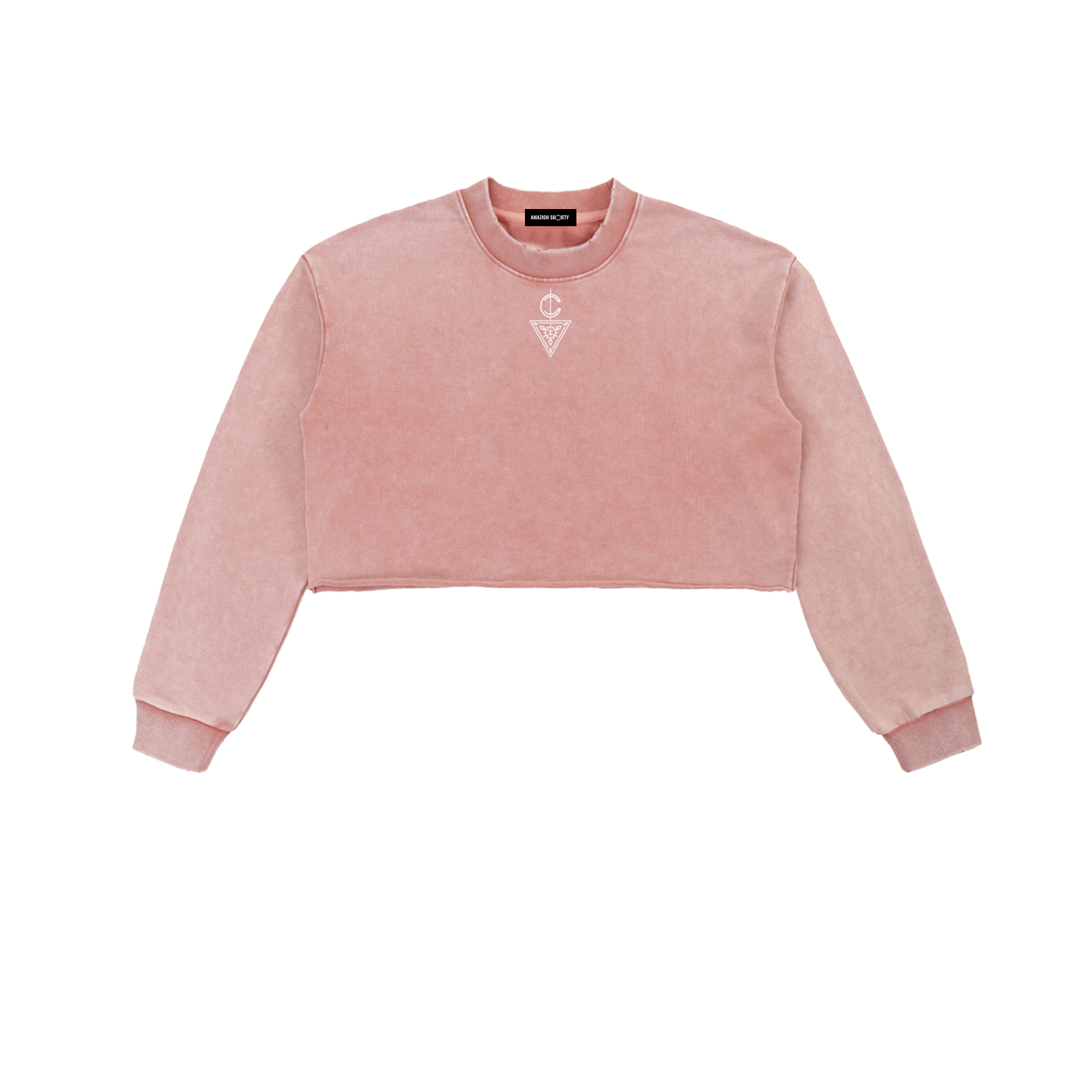 Signature Branded Women's Snow Washed Raw Edge Cropped Sweatshirt