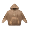 Vintage Washed Frayed Branded Fleece Hoodie