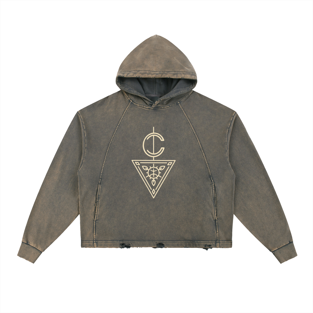 Vintage Washed Frayed-Hem Boxer Hoodie