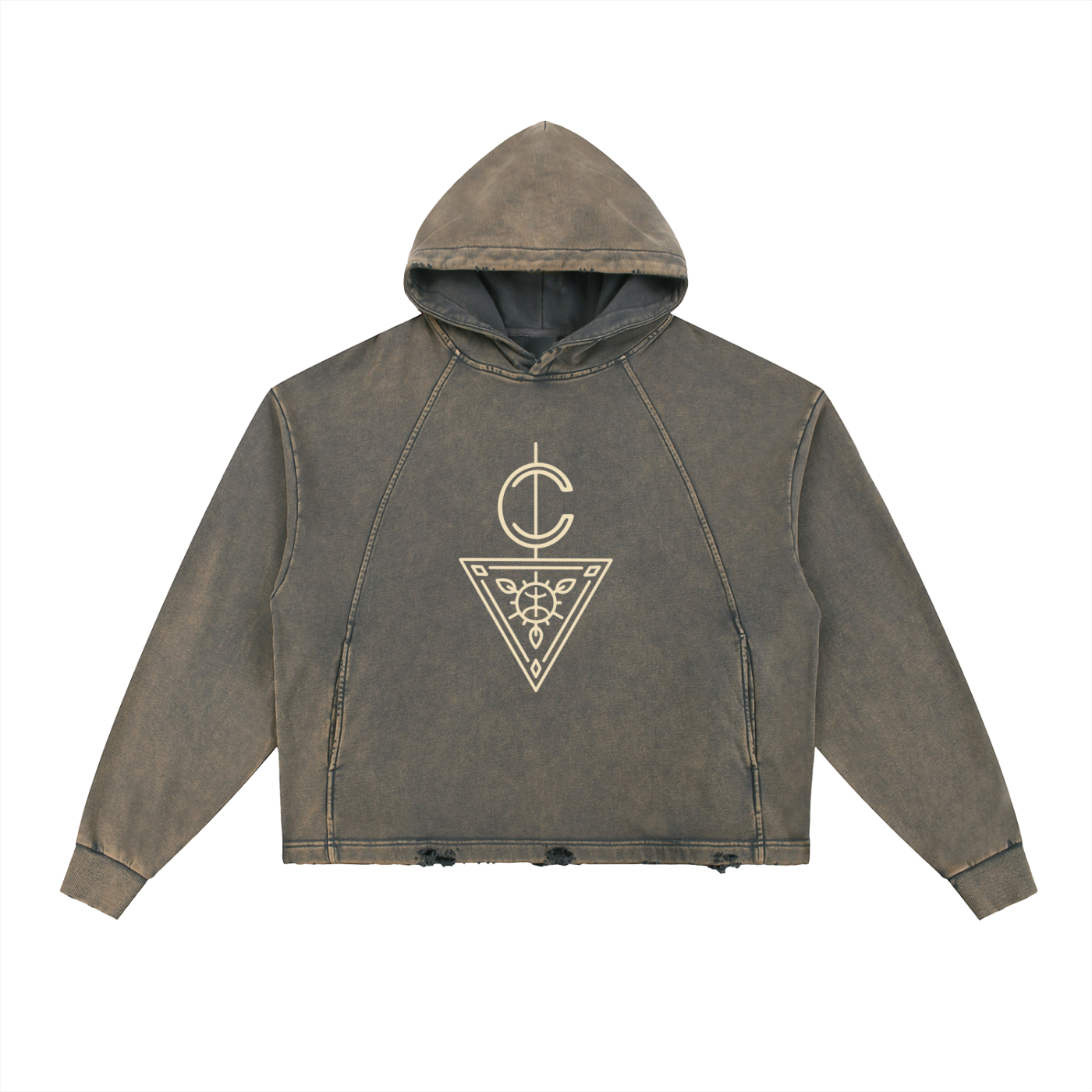 Vintage Washed Frayed-Hem Boxer Hoodie