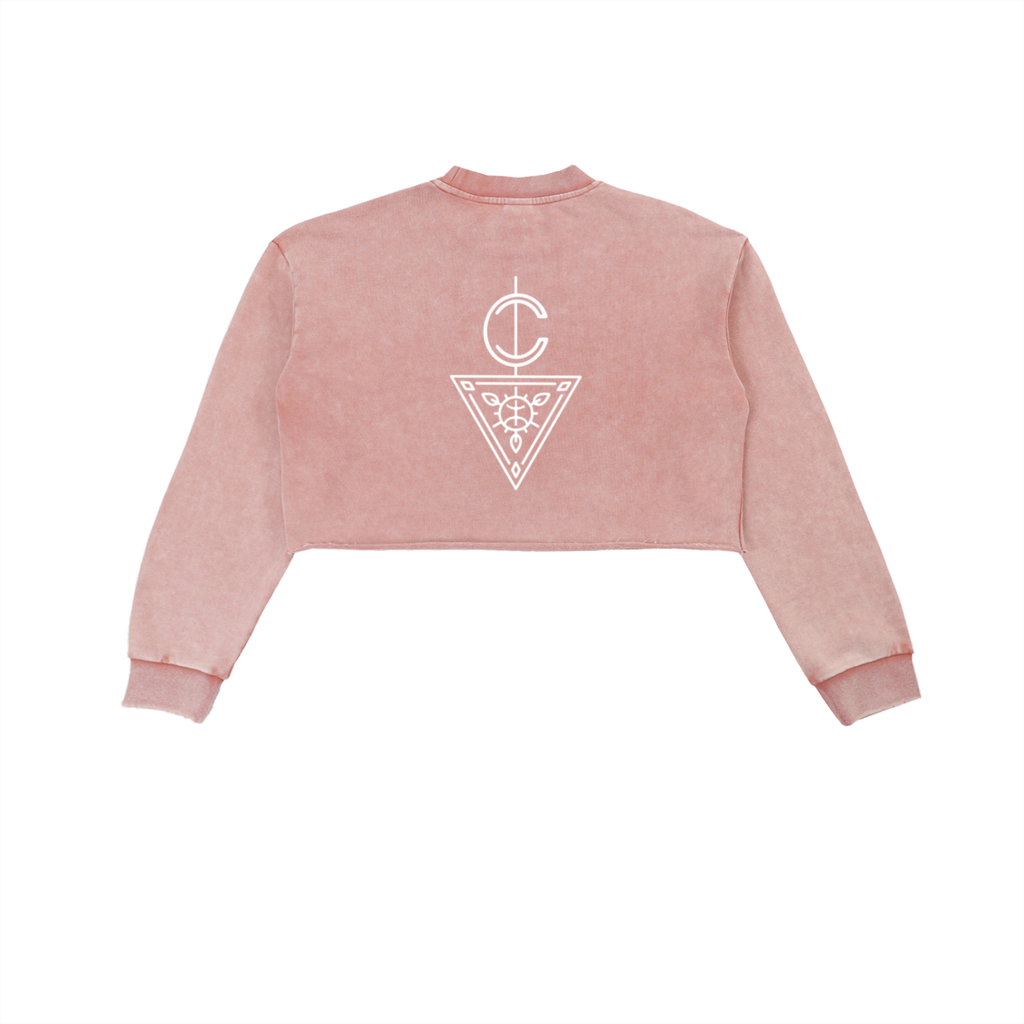 Signature Branded Women's Snow Washed Raw Edge Cropped Sweatshirt