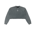 Signature Branded Women's Snow Washed Raw Edge Cropped Sweatshirt