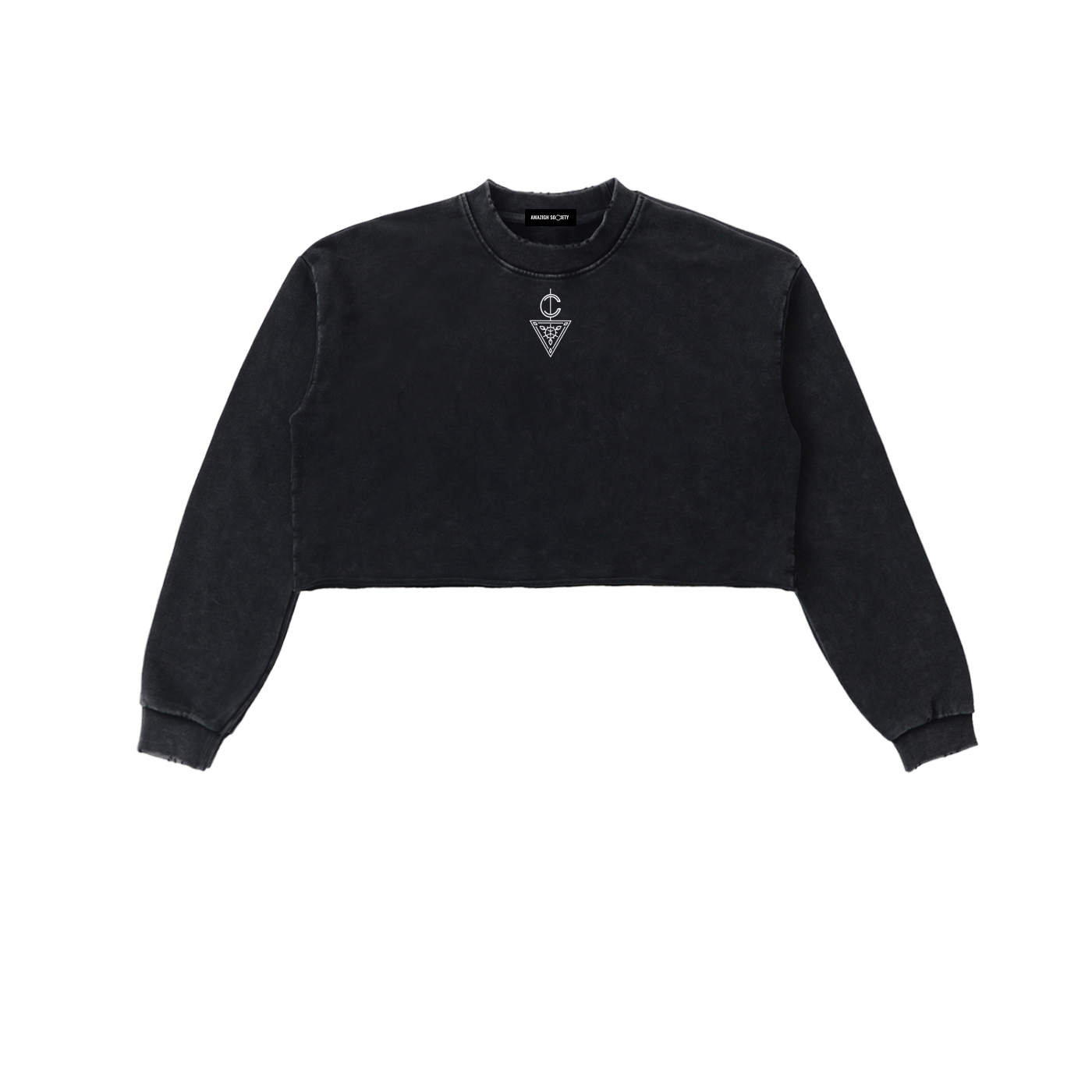 Signature Branded Women's Snow Washed Raw Edge Cropped Sweatshirt